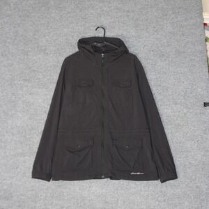 Eddie Bauer Travex Jacket Womens L Black Hooded Full Zip Utility Pocket